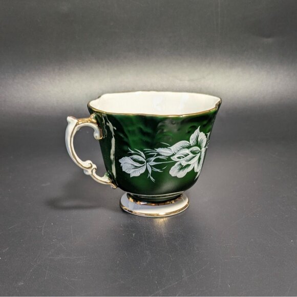Aynsley Green White Bone China Floral Teacup Gold Trim Vintage - Picture 2 of 13